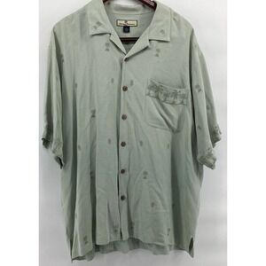 Tommy Bahama Summer cruise Shirt Men XL 100 Silk Embriodery Short Sleeve See Pic